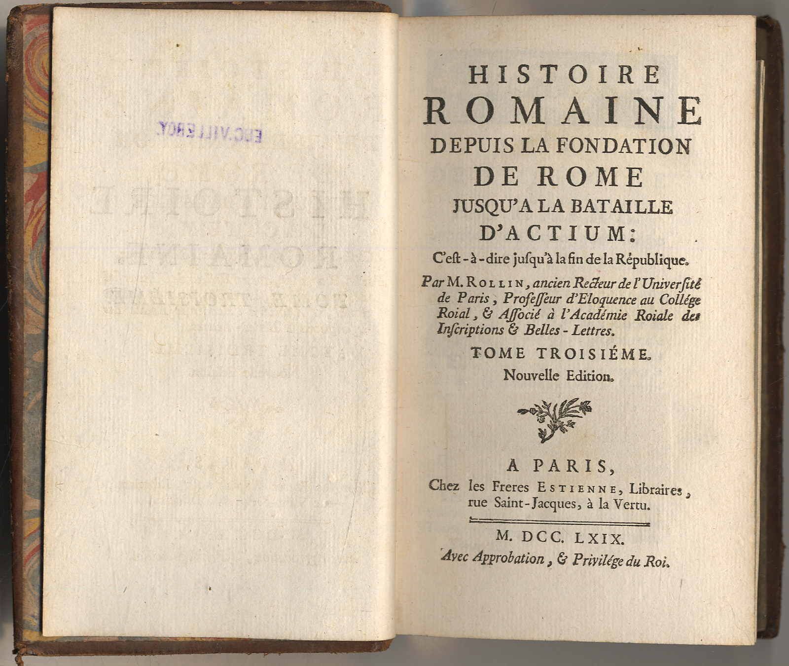 Rollin, Histoire Romaine depuis la fondation de Rome jusqu' a la bataille d'acti