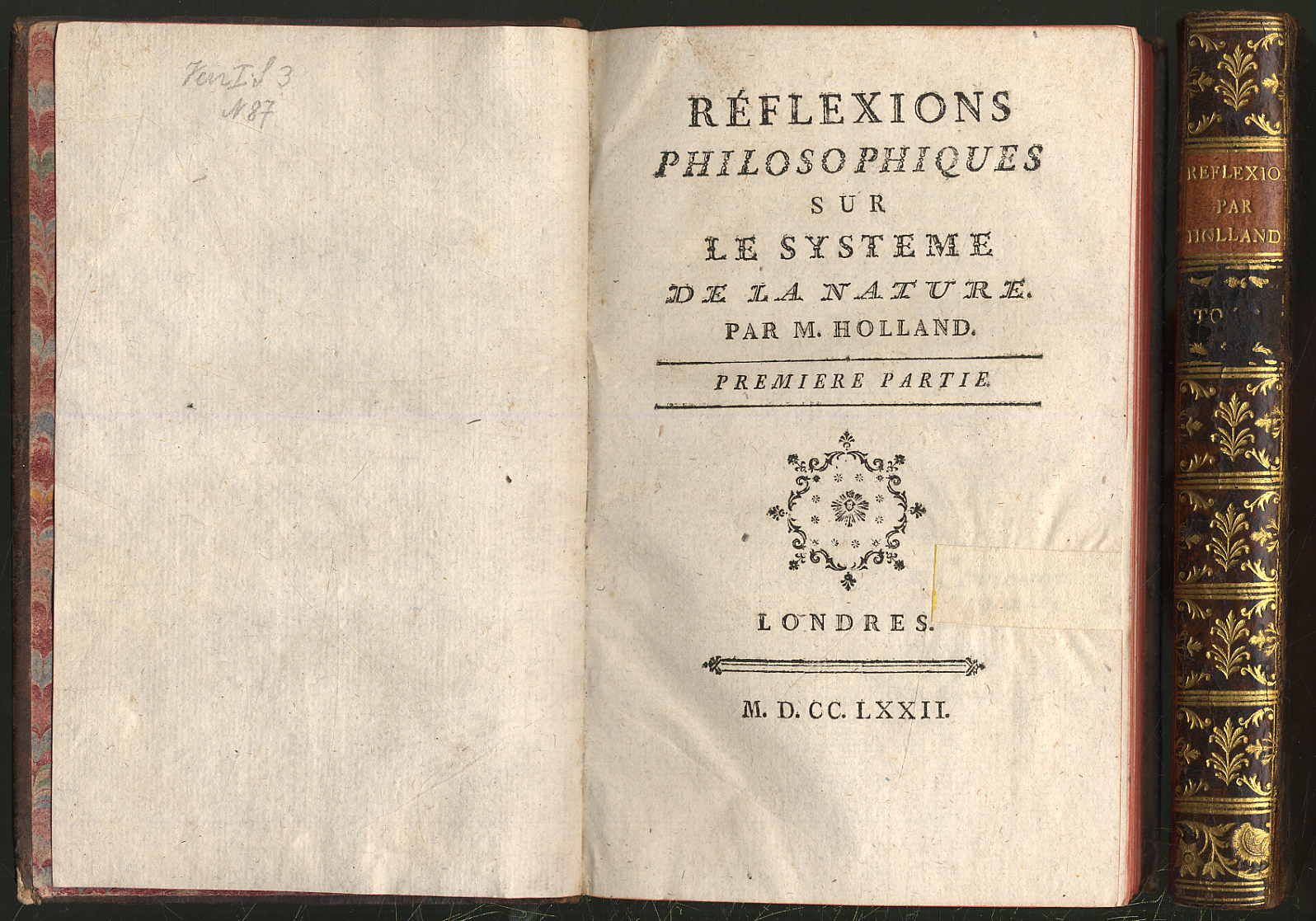 Holland Réflexions philosophiques sur le systeme de la nature.