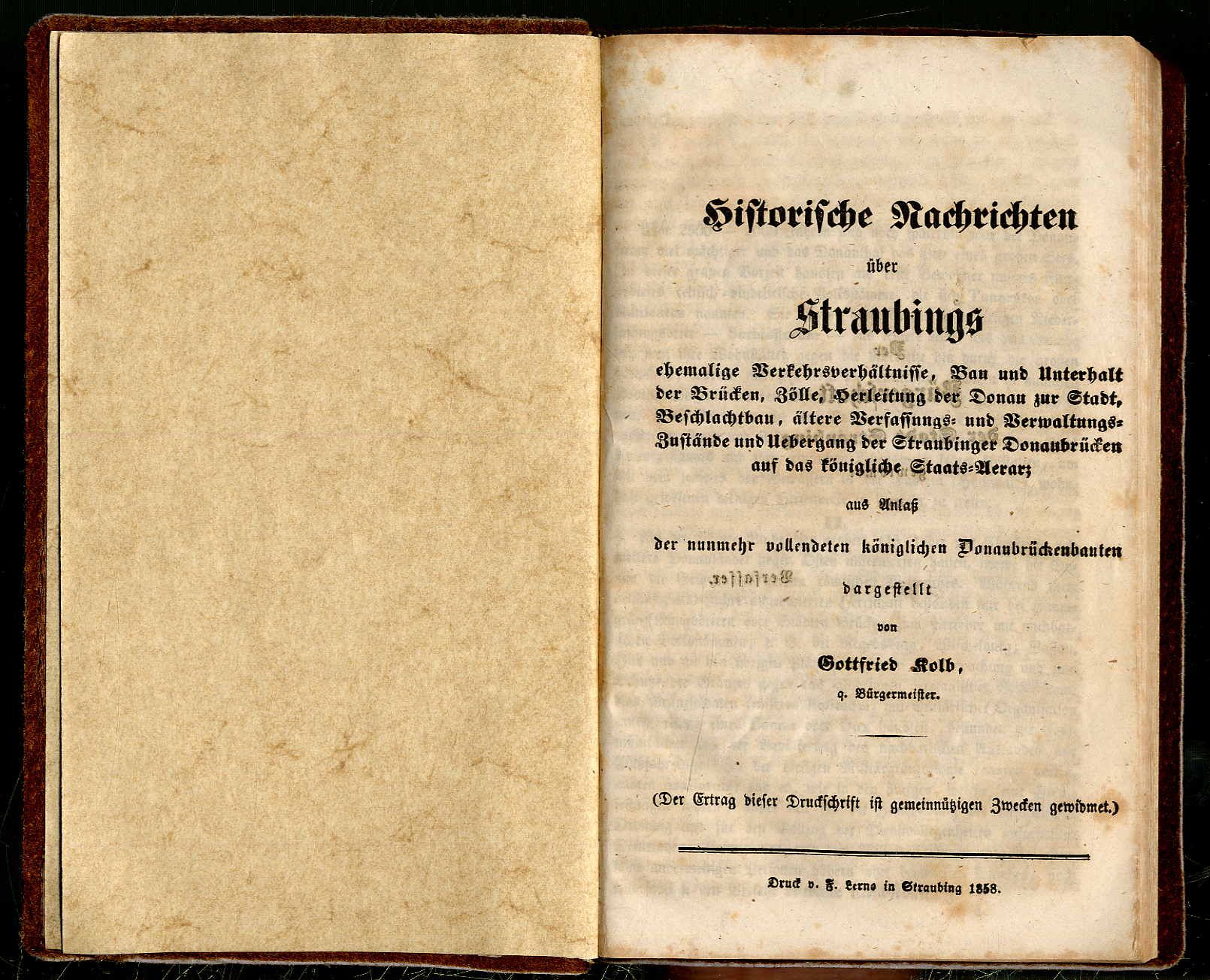 Kolb, Historische Nachrichten über Straubings ehemalige Verkehrsverhältnisse, Ba