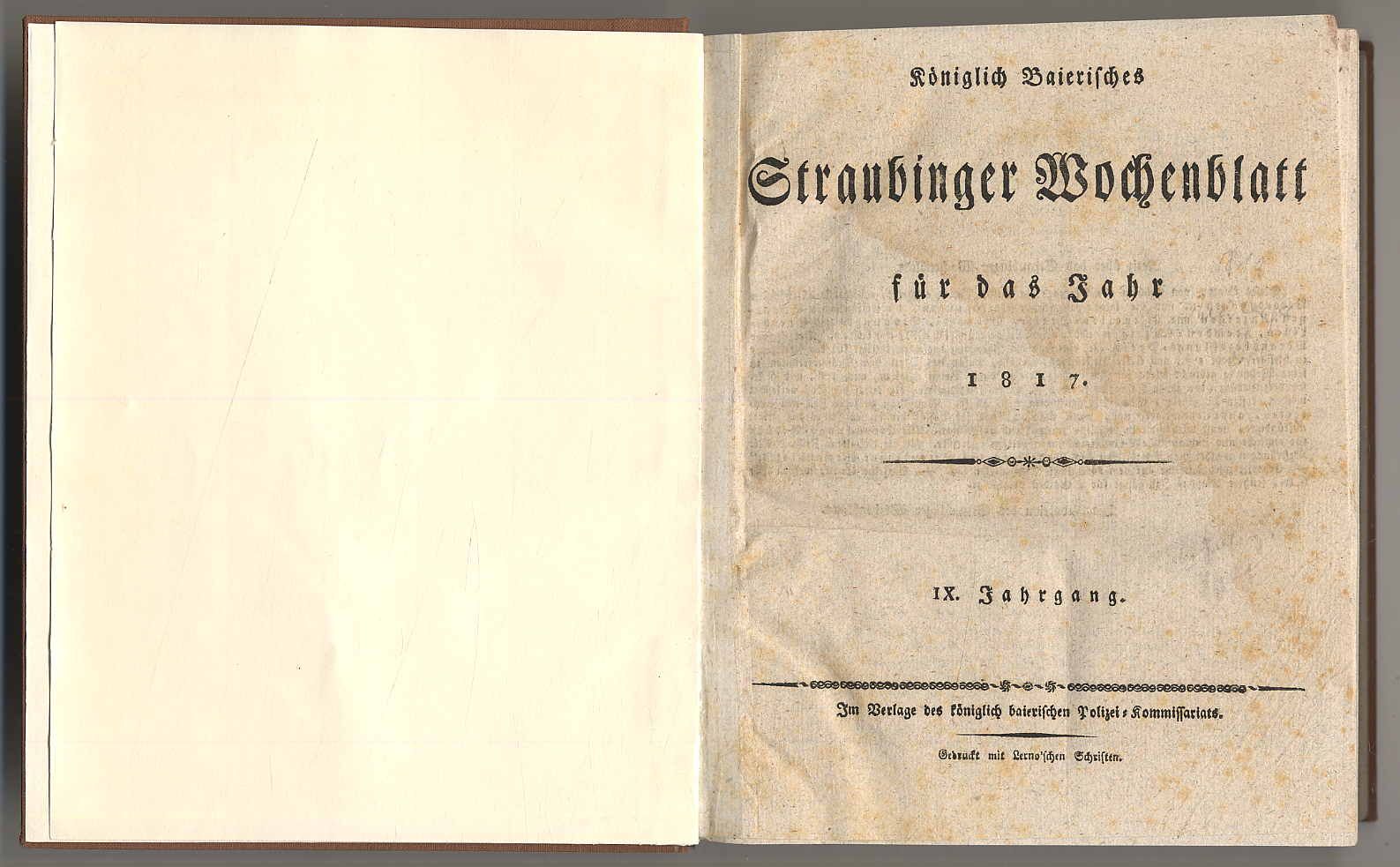 Königlich Baierisches Straubinger Wochenblatt für das Jahr 1817.