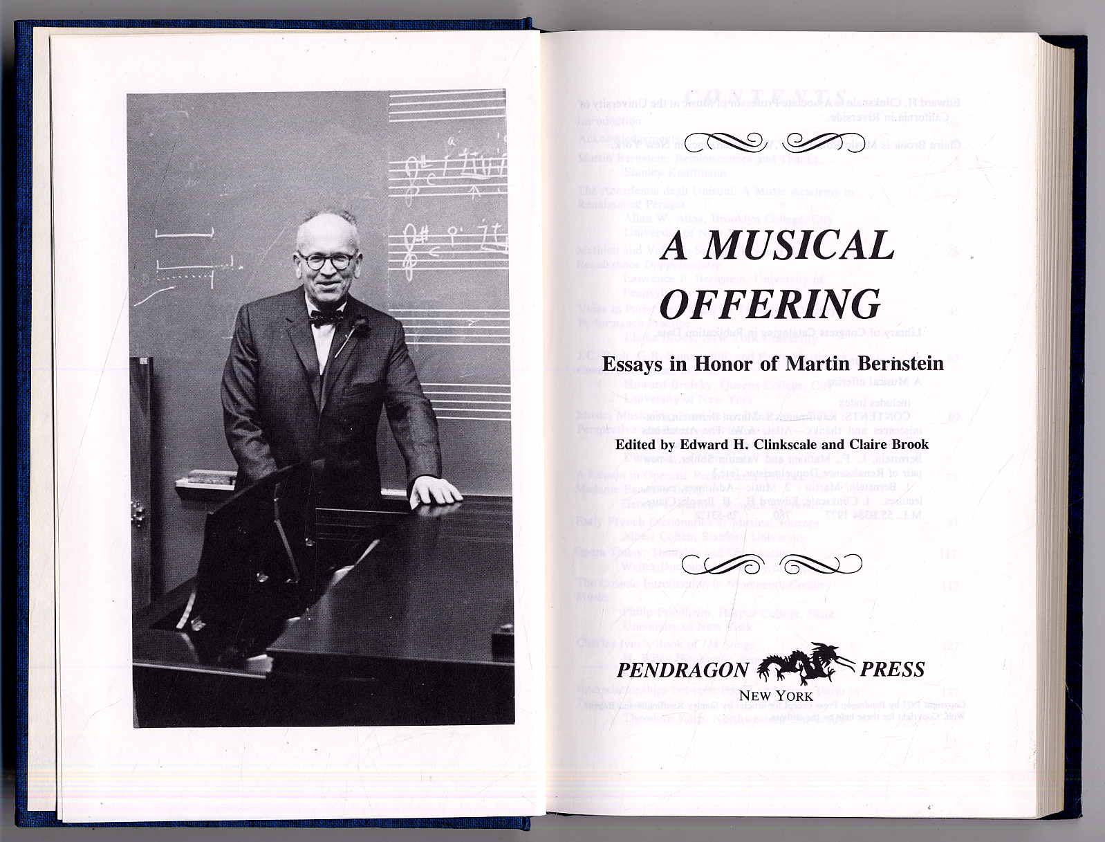 Clinkscale, A musical offering. Essays in honor of Martin Bernstein.